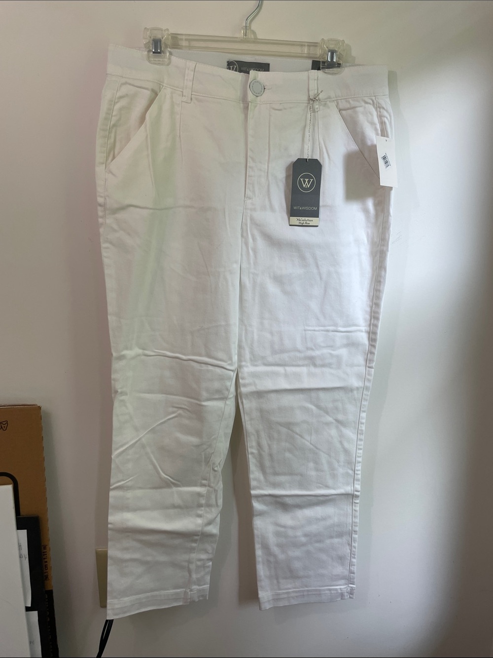 NWT Wit & Wisdom Nordstrom Absolution White Women's Crop Pants w/Side Pockets 12